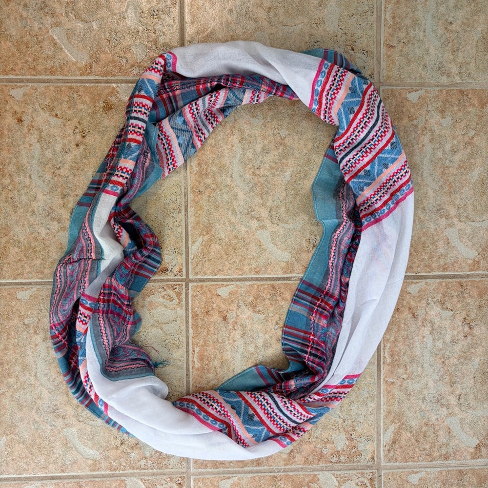 Colorful Patterned Infinity Scarf - Picture 5 of 7